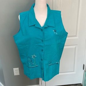 Sun Casuals blue vest button up